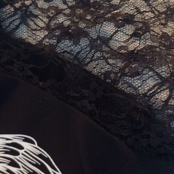 Black lace and stretch cotton angel top - Picture 4 of 4